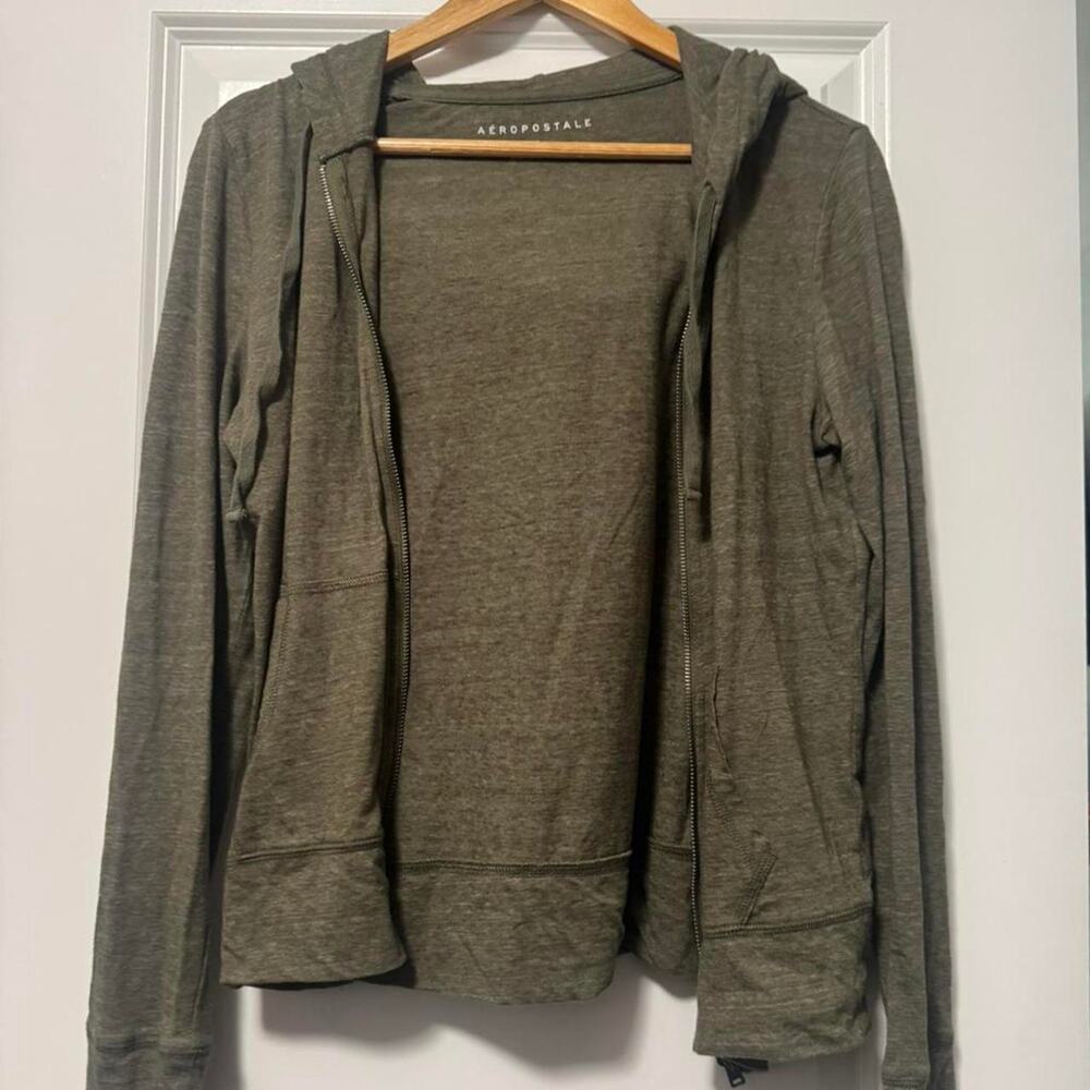 Aeropostale Green Zip Up Hoodie XL Lightweight